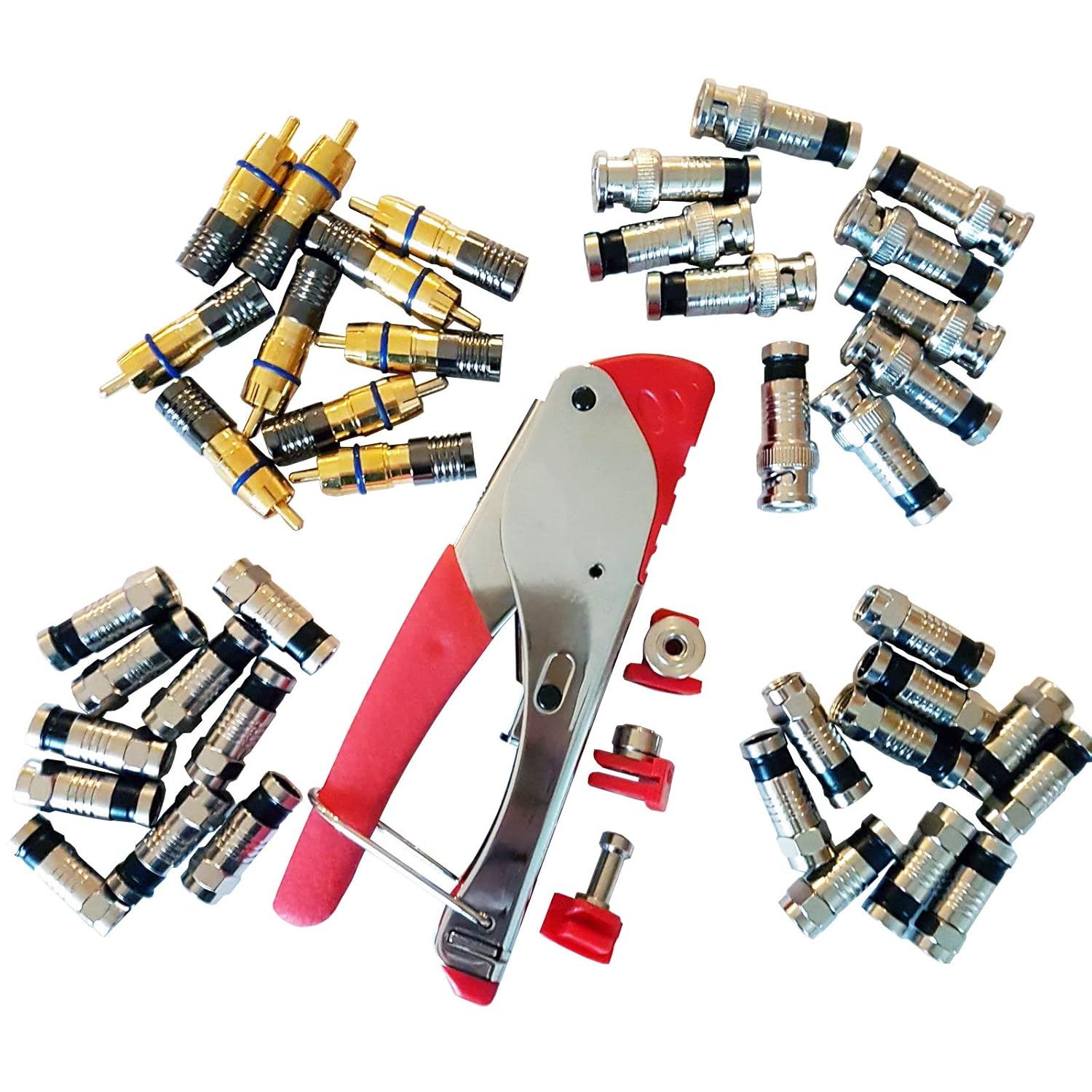 3 in 1 Coaxial Compression Crimp/Crimper/Crimping Kit Tool & 40x