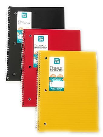 Pen Gear 1 Subject Notebook College Ruled 80 Sheets Yellow Red Black Amazon In Office Products