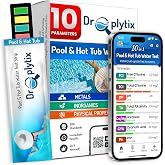 DROPLYTIX 10-in-1 Pool &amp; Spa Water Test Kit with App, Hot Tub, Saltwater, Chlorine, Cyanuric Acid, Alkalinity, Hardness, pH, Nitrate, Sulfate, Digital Water Quality Testing Strips (DXPOOL-R10-S10)