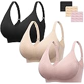 Angelhood Bras for Women Lace V Neck Seamless Wireless No Underwire Supportive Pushup Bralette Comfortable T Shirt Bra