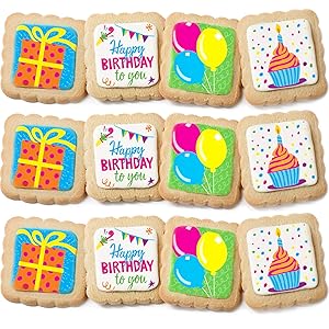 Happy Birthday Cookies 12 PACK Decorated | INDIVIDUALLY WRAPPED Party Favors Gift Box | Nut Free For Kids Men Women