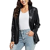 Fahsyee Women's Faux Leather Blazer Jackets, Motorcycle Oversized Moto Biker Coat Vegan Pleather Fashion