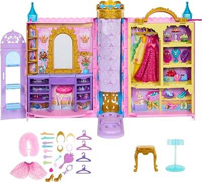 Mattel Disney Princess Closet Playset 2 Fashions Vanity Runway 25 Accessories