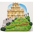 WitnyStore Tiny 2½" Saint Paul's Church Ruins Macau China Magnet - Miniature Hand Made Resin 3D Asia Tourist Attraction Decorative Refrigerator Fridge Magnets Décor Collectible Traveler Souvenir Gifts