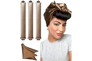 YOSHUYUKI Little Velvet Overnight Blowout 3 Rods Heatless Hair Curler to Sleep in Satin Heatless Curls No Heat Hair Rollers for Short Hair Blowout Look Long Hair Styling Tools Khaki