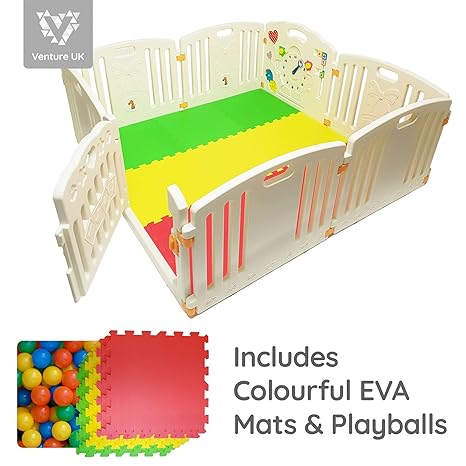 Venture All Stars Baby Playpen | 8 PC 's XXL einschließlich der Panel Tätigkeit lustige | Matten des Flur cabido und glänzend