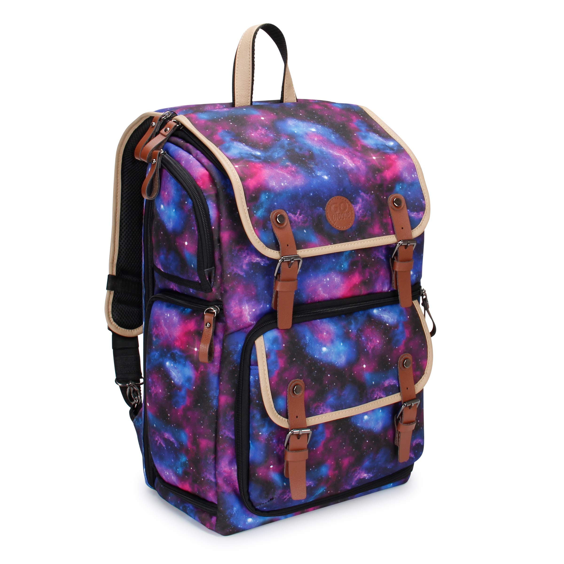 GOgroove Full-Size Camera Backpacks for Photographers (Galaxy) - DSLR Camera Backpack with 15.6 in. Laptop Space, Accessory Storage, Tripod Holder, Waterproof Camera Bag for Canon EOS REBEL T7 & More