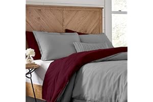 Kotton Culture Duvet Cover King Size Cotton 3 Piece Reversible 100% Egyptian Cotton Breathable All Season 600 Thread Count with Zipper Closure & Corner Ties Soft (Cal King/King - Wine-Silver)