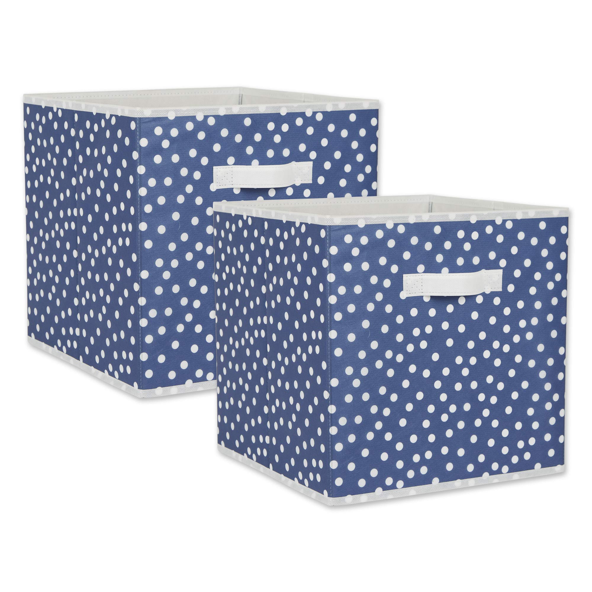 DII Non Woven Storage Collection Polka Dot Collapsible Bin, French Blue & White, Small Set, 13x13x13" Cube, 2 Piece