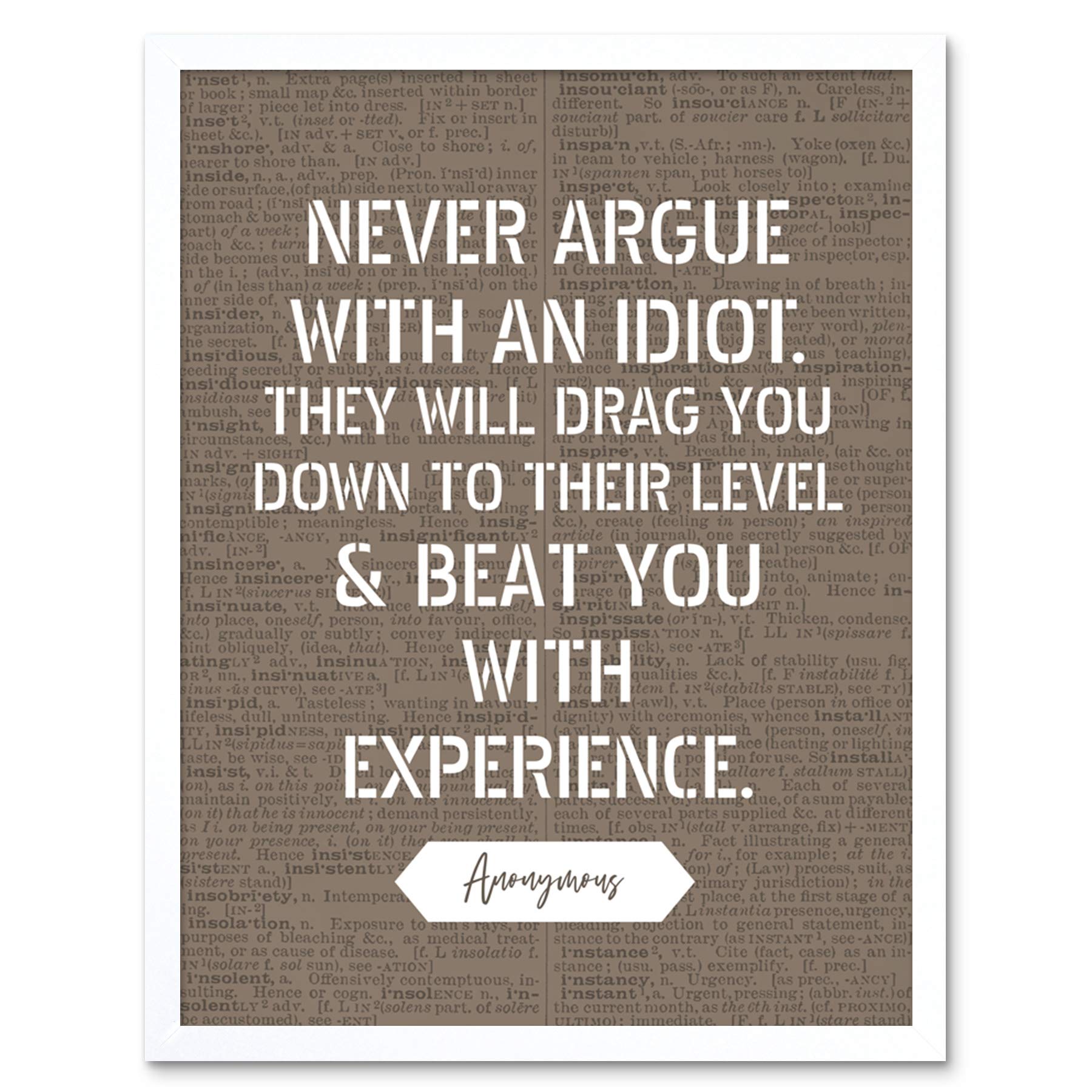 Artery8 Dictionary Inspiring Quote Argue with an Idiot Attributed to Mark Twain Art Print Framed Poster Wall Decor 12x16 inch — image 1