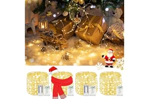 KAQ 4Pack 80FT 240LED Christmas Fairy Lights Battery Operated with Remote & Timer | 8 Modes Twinkle String Lights Battery Powered Indoor Outdoor Waterproof for Bedroom Wedding Christmas Décor