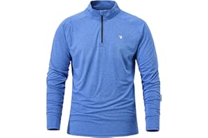TBMPOY Men's UPF 50+ Long Sleeve Sun Shirts 1/4 Zip Up Golf Polo T-Shirts Athletice Running Hiking Tops