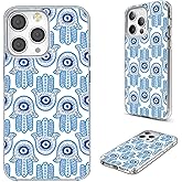 AKORAVO for iPhone 13 Pro Max Case for Women Girl, Full Protective Shockproof Slim Soft TPU Clear Phone Cover Cases Design for iPhone 13 ProMax,Cool Magic Blue Golden White Turkey Evil Eye Hamsa Eye