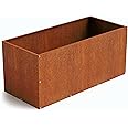DIY CARTEL Corten Steel Rectangular Outdoor Planter Box, Rustic & Modern Farmhouse Design, Large Raised Metal Garden Bed for Commercial & Residential Use (36in x 16in x 16in)