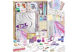 DIY 2 in 1 Journal Kit, Journaling Kit for Teenage Girls and Scrapbook & Diary Supplies Set, Teen Girl Birthday Gifts Ideas f