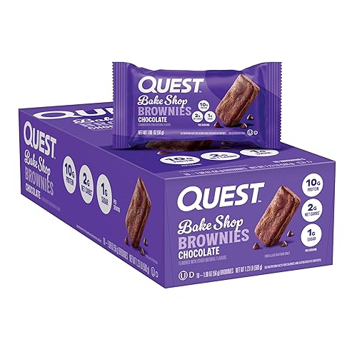 Quest Nutrition Bake Shop, Chocolate Brownies, 10g Protein, 2g Net Carbs, 1g Sugar, Protein Snack, 10 Count