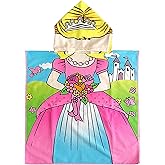 ARNUAETY Flower Princess Beach Towel for Ages 2-4, Cute Castle Kids Hooded Bath Towel, 47.2" x 23.6" Super Absorbent Toddler Beach Cover Up