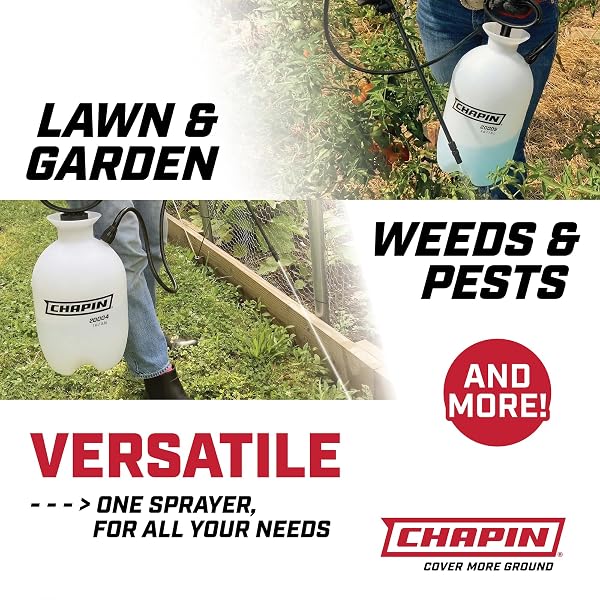CHAPIN 20004 PUMP SPRAYER, 1-GALLON SURESPRAY TRANSLUCENT TANK WITH AN EASY FILL FUNNEL-TOP OPENING, ADJUSTABLE CONE NOZZLE & 34″ LONG REACH HOSE, USED FOR FERTILIZER, PESTICIDES, WEEDS & PESTS