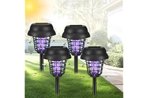 JAHYELEC Solar Bug Zapper Outdoor Waterproof Solar Powered Mosquito Zapper Repellent Outdoor Patio,Cordless & Auto On/Off Small Fly Insect Zappers for Garden Backyard Gnat Bug Lamp for Outside,Pack of 4