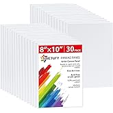 Simetufy 30 Pack 8x10 Inch Painting Canvas, Blank Cotton Canvas Panels Bulk Value Pack for Party, Acrylics Oil Watercolor Tempera Paints