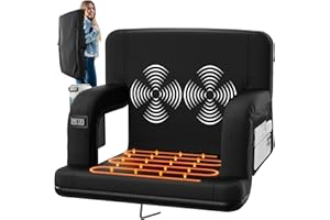 HUSKFIRM 25" Heated Stadium Seats for Bleachers with Back Support, Portable Heated Bleacher Shairs with Backrest Cushion, 6 Reclining Positions, 3 Heat Modes for Outdoor Game Sports