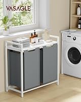 VASAGLE 2-Compartment Laundry Hamper with Shelf 92 L Slate Grey White BLH201W11 view 2