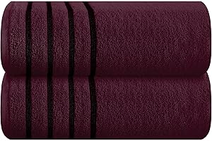 MyOwn Cotton 2 Pack Oversized Bath Sheet 35 x 70, Large Bath Sheet, Ultra Absorbent, Compact, Eco-Friendly and 100% Recyclable, Quick Drying and Lightweight Towel - Burgundy Red