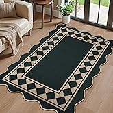 LORWER Modern Easy Jute Rug, 3x5 Outdoor Patio Washable Area Rug, Geometric Diamond Indoor Black Carpet Farmhouse Neutral Non Slip Throw Rugs for Porch Entry Backyard Decor