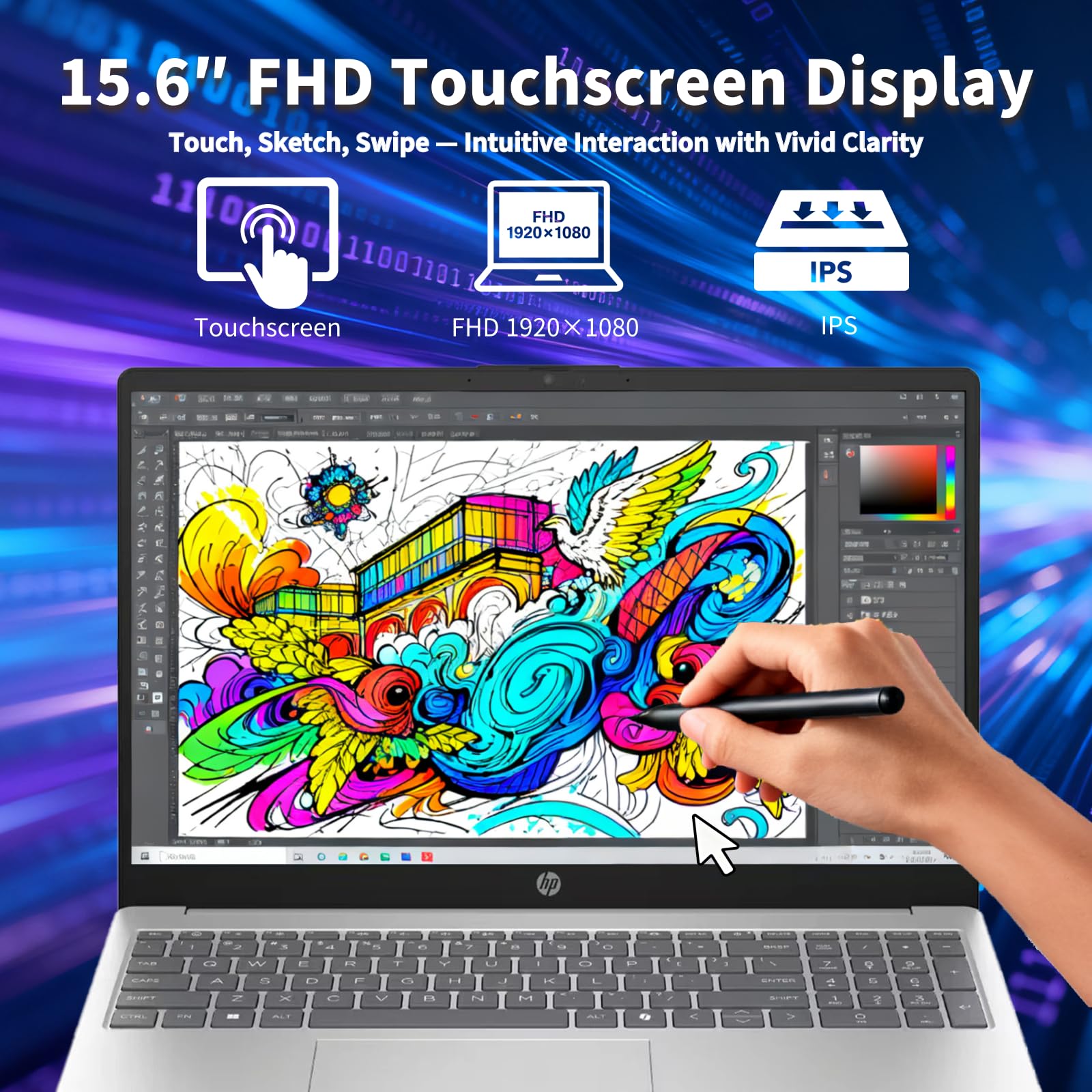 Computadora portátil HP Premium con pantalla táctil de 15.6" - Intel 10-Core i7 1355U, 16GB RAM, 1TB SSD, 15.6" FHD antirreflejos, Win 11 Pro, Wi-Fi 6, Ai Copilot, para empresas y estudiantes, con accesorios