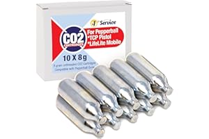 NUMBER 1 IN SERVICE 8 Gram CO2 Unthreaded Cartridges 10 Pack Compact High Grade Non Threaded Cylinder Cartridge for Pepperball Pepper Guns Pellet Airgun Pistols