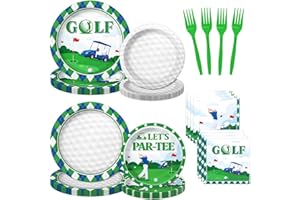 96 Pcs Golf Plates and Napkins Tableware Set (Serve 24), Golf Birthday Party Decorations, Birthday Decorations Include Plates
