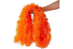 CHOONSHOW 26.2 Ft Tinsel Garland Decoration for Holiday Tree Walll Home Office Event, Christmas, Birthday, Halloween, Party Decorations, Fluffy Twist for All-Season Indoor Outdoor Events - Orange