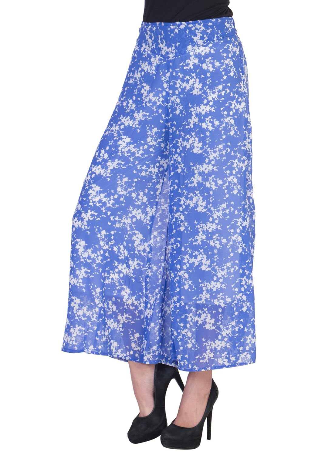 2day's women stylish palazzo sky blue and multi-roses print (pack of 2)