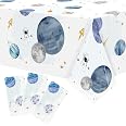 3 Pack Space Tablecloth Outer Space Themed Birthday Party Supplies Decorations First Trip Around The Sun Decorations Solar System Galaxy Planets Astronaut Party For Kids (54\" X108