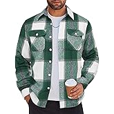 COOFANDY Men Flannel Shirt Casual Button Down Shirt Jacket Long Sleeve Plaid Shirts with Pockets