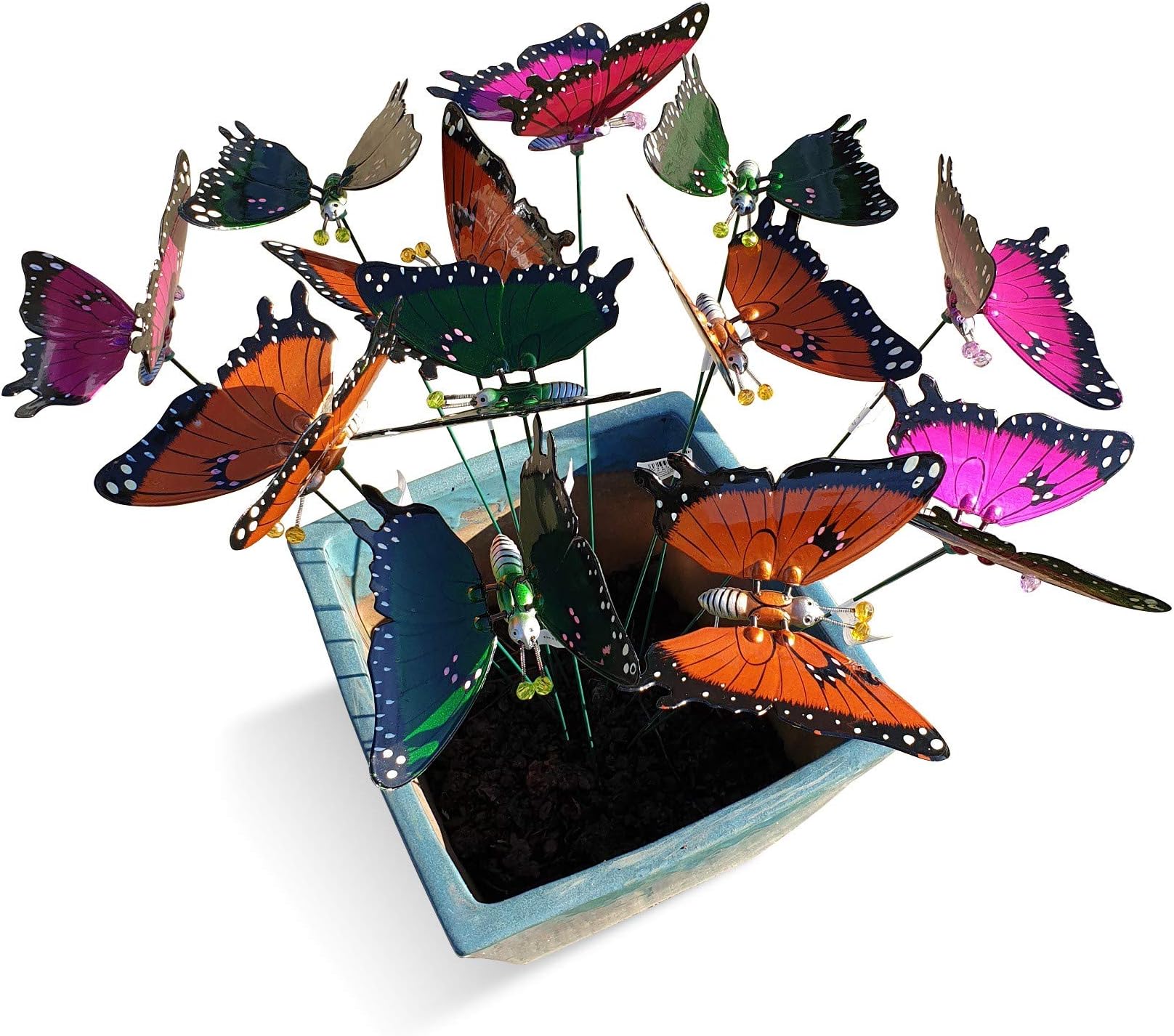 12 Pcs Springy Large Butterfly Stakes Exhart Large Windy Wings