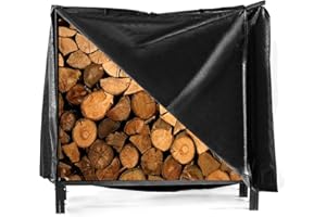 BBQration 4ft Outdoor Firewood Rack with 600D Heavy Duty Log Rack Cover, Indoor Outdoor Firewood Stacking Rack with Cover, Wood Storage Holder