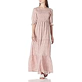 Womens Summer Casual Half Sleeve Bohemian Floral Tiered Maxi Dress