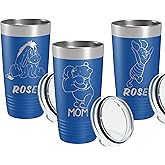 Personalized Winnie Coffee Travel Tumblers, Christmas Gifts Mugs, Custom Pooh The Bear Insulated Vacuum Cups, Stainless Steel Tumblers with Your Name, Cute Bear Tumbler with Lid