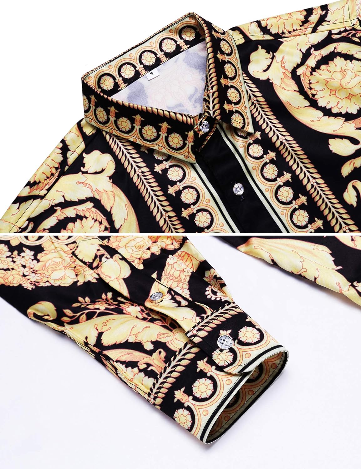Pacinoble Mens Long Sleeve Fashion Luxury Design Print Dress Shirt at  Men’s Clothing store
