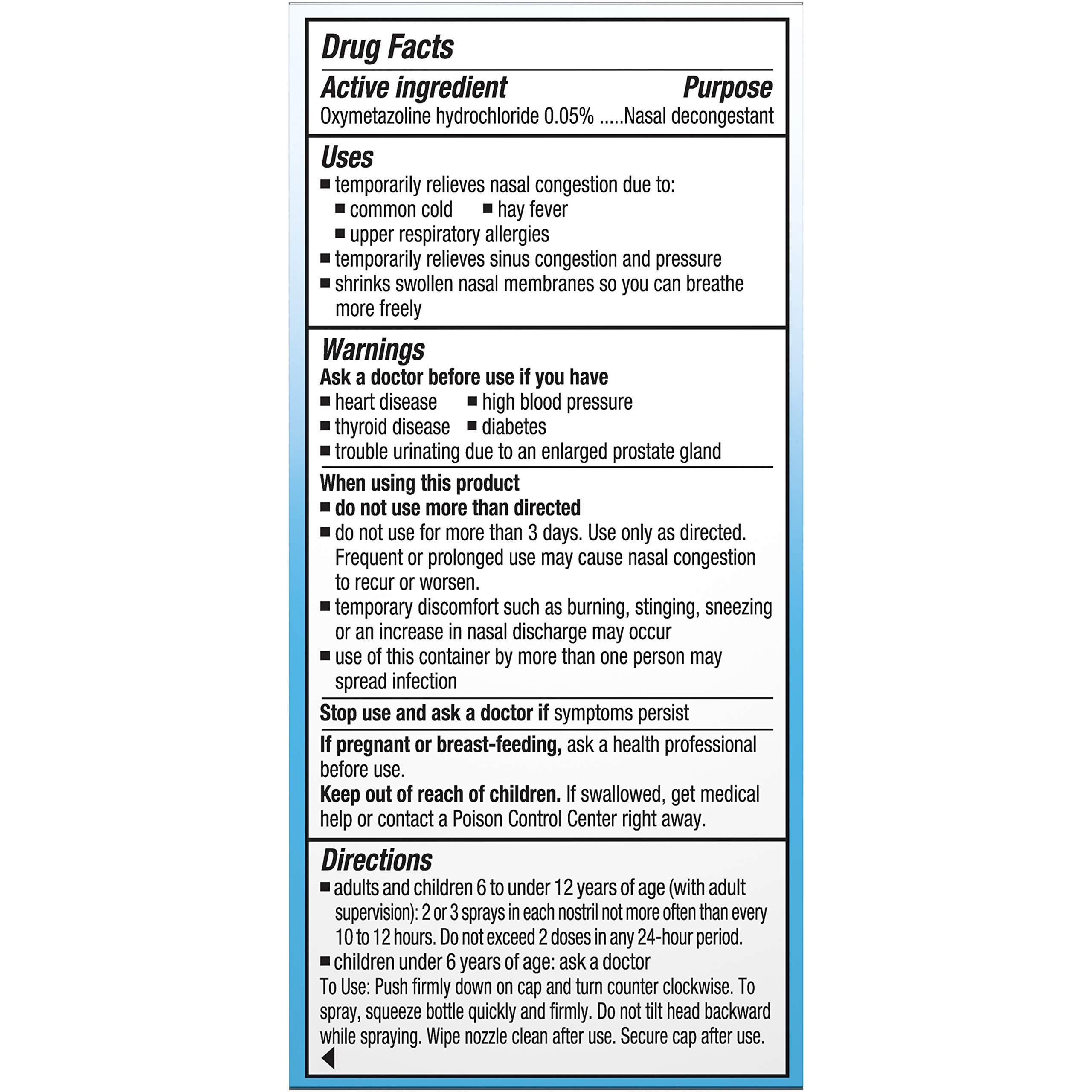 Afrin Allergy Sinus Nasal Spray - Fast and Powerful Nasal Decongestion From Allergies, For Adults and Children 6 Years and Older, 0.50 Fl Oz (Pack of 1)