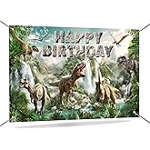 Mocsicka Dinosaur Birthday Backdrop Decorations Happy Birthday Dinosaur Banner Boys Kids Dino Party Decorations Backgroud Photo Supplies 70.8 x 43.3 Inch