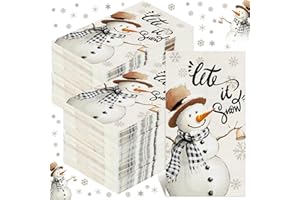 Zhanmai 200 Pcs Christmas Winter Napkins Paper Bulks Christmas Hand Paper Towels for Bathroom Home 2 Ply Disposable Cocktail Guest Napkins for Kitchen Dinner Holiday Party(Snowman)