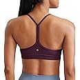 CRZ YOGA Butterluxe Womens Y Back Sports Bra - Padded Racerback Low Impact Spaghetti Thin Strap Workout Yoga Top