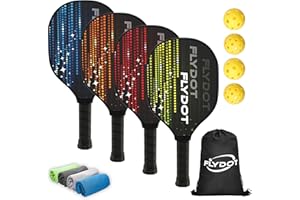 FLYDOT Pickleball Paddles Set of 4,USAPA Approved,4 Indoor&Outdoor Pickleball Balls, Carrying Bag, 4 Cooling Towels,4 Pack Paddles,Pickleball Paddles Pack Gifts for Beginner&Pro