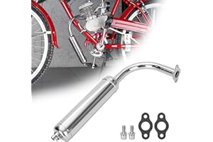 WEIYINGSI Chrome Exhaust Muffler Pipe and gasket nut kit for 2 stroke 49cc 60cc 66cc 80cc Engines Gas Motorized Bicycle Motor Bikes