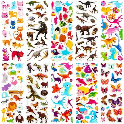Meafeng Animal Puffy Stickers Kids 52 Sheets 1100+ 3D Multicolor