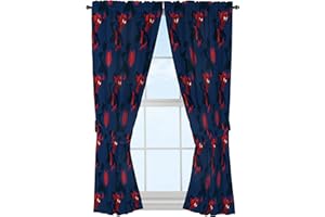 Jay Franco Marvel Spiderman Classic Saving The Day 63" Decorative Curtain/Drapes 4-Piece Set (2 Panels, 2 Tiebacks)