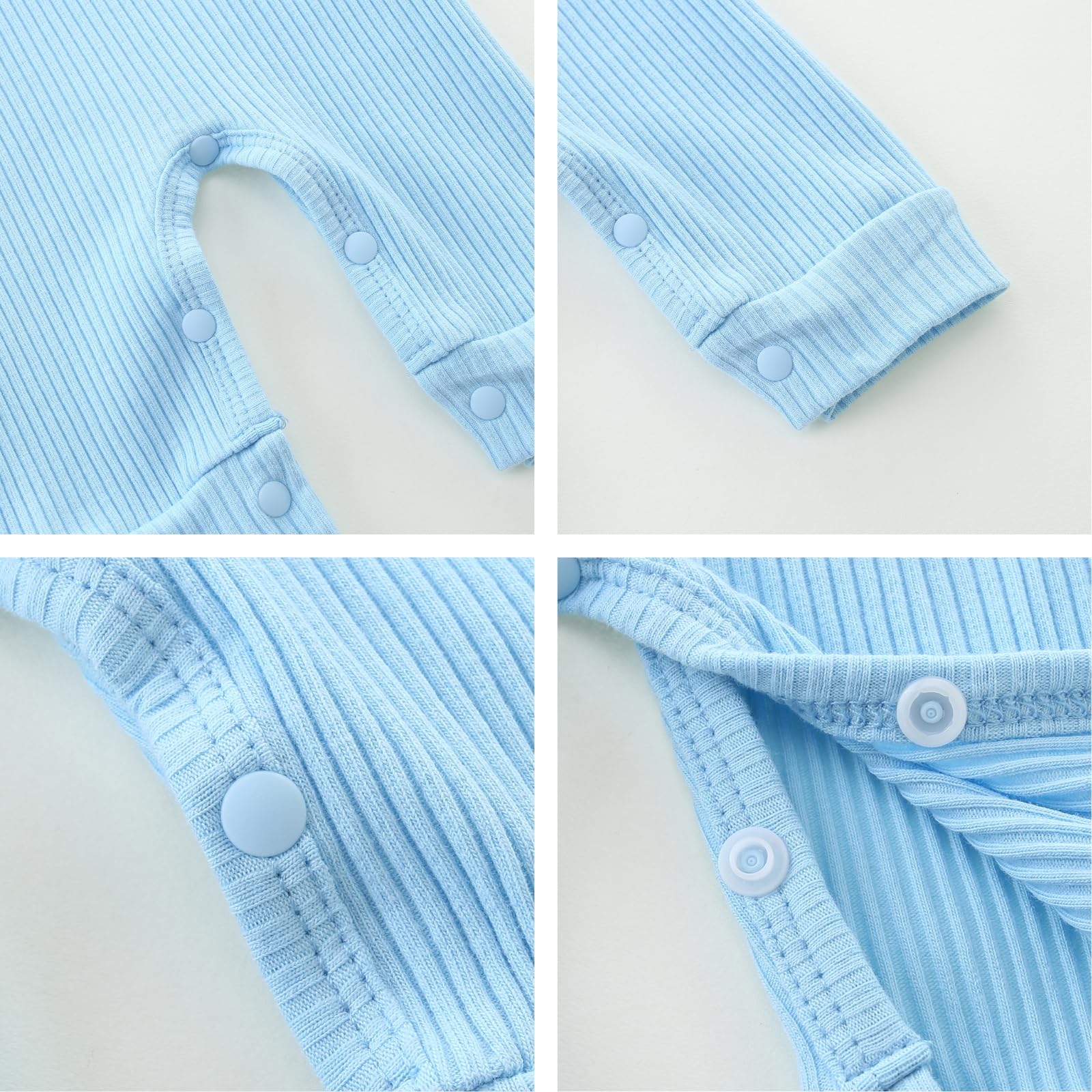 Bibimom Baby Romper with Baby Mittens & Newborn Hats Footless Long Sleeve Solid Onesie Hi Im New Here