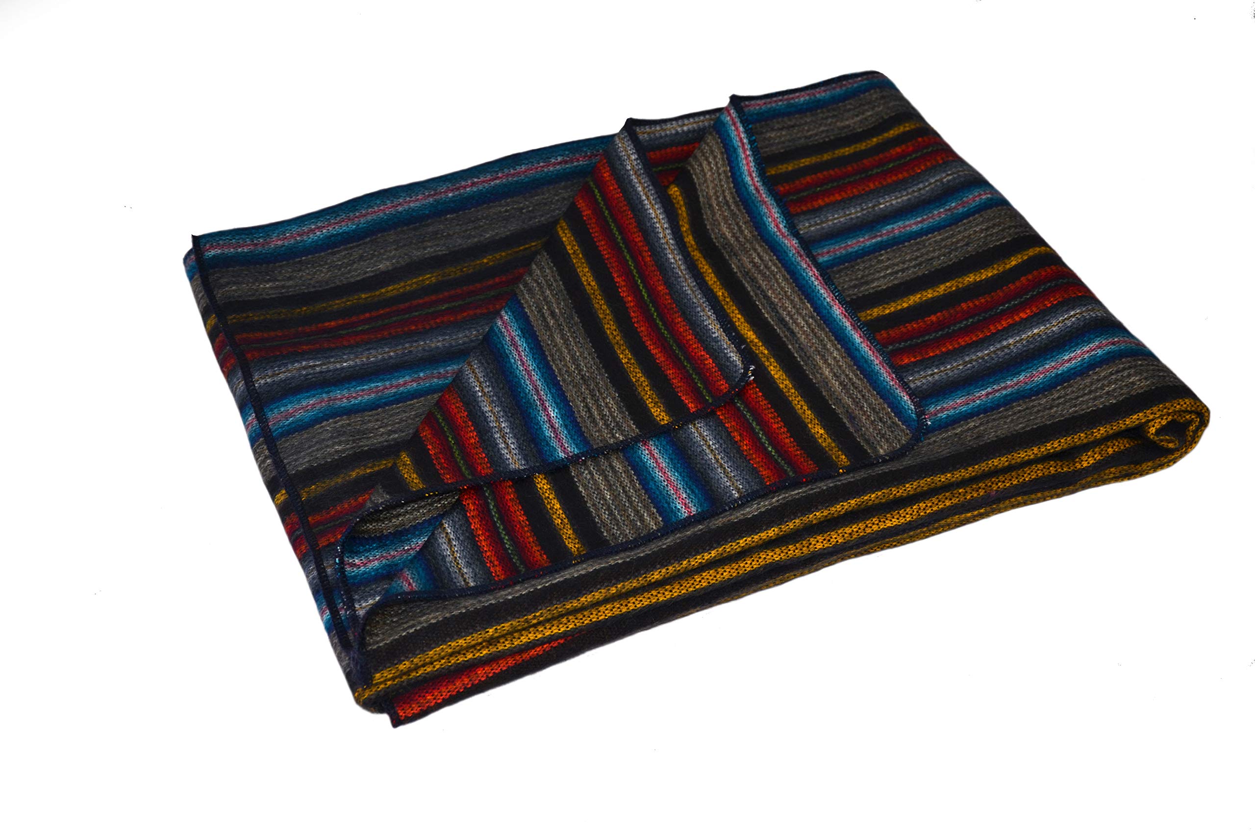 Alpaca Land, Handmade Ecuadorean Alpaca Wool Blankets/Throws (Small Stripe Dark Shades)